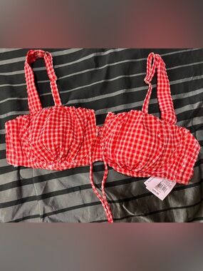 NEW Large Wild Fable Gingham Bikini Top with Adjustable Straps